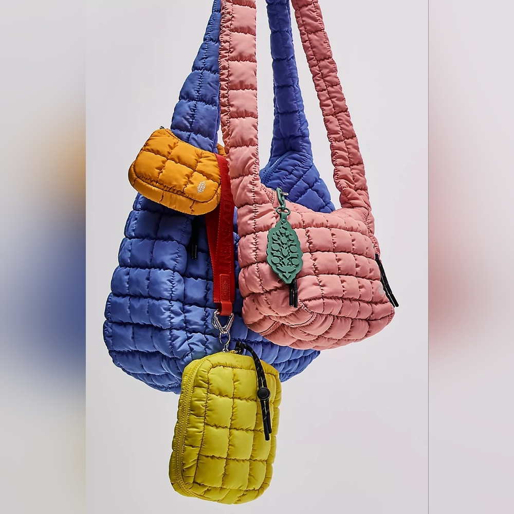 FP Movement Blueberry Quilted Carryall Shoulder Bag Tote Free People Hobo Blue - Picture 3 of 12